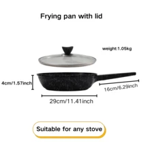 Padella antiaderente da 28 cm, essenziale per la casa, padella a fondo piatto adatta a tutti i fornelli, lavabile in lavastoviglie, design senza rivetti, pentola in alluminio - Visualizzare 6