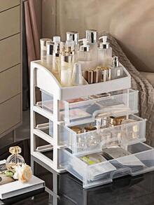 1 chiếc kệ đựng đồ nhiều tầng dạng ngăn kéo dung tích lớn, dùng để đựng dụng cụ trang điểm, đồ dùng làm móng, son môi và các vật dụng nhỏ hàng ngày khác, quà tặng ngày Valentine, quà tặng tựu trường, trang trí phòng. - trong suốt - Xem 3