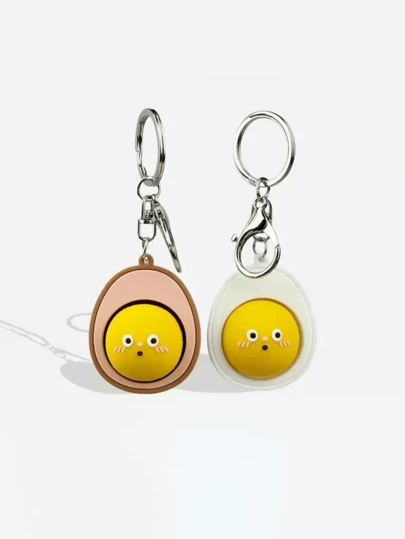 Mini Soft & Cute Silicone Egg Shaped Keychain, Material, Adorable Expression, Oval 3D Design With Metal Clasp, Stress Relief Squeeze Toy, Suitable For Key Organizer, Backpack Decor, Valentine's Day Gift