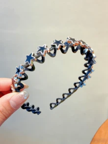 1pc Women's Black Star Shaped Hair Hoop Hairband - Black - View 6