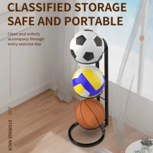 1/2/3/4/5/6 Tier Basketball, Football, Volleyball, Rugby Ball Storage Rack, Large Capacity Multi-Function Heavy Duty Metal Frame, Durable Iron Storage Rack, Multi-Layer Space Saving Easy Assembly Sturdy Structure, Outdoor Sports Equipment, Movable Basketball Net Holder, Indoor Garage Storage Rack, Perfect Gift For Basketball Fans, Suitable For Home, School, Living Room, Gym, Sports Field - Multicolor - View 3