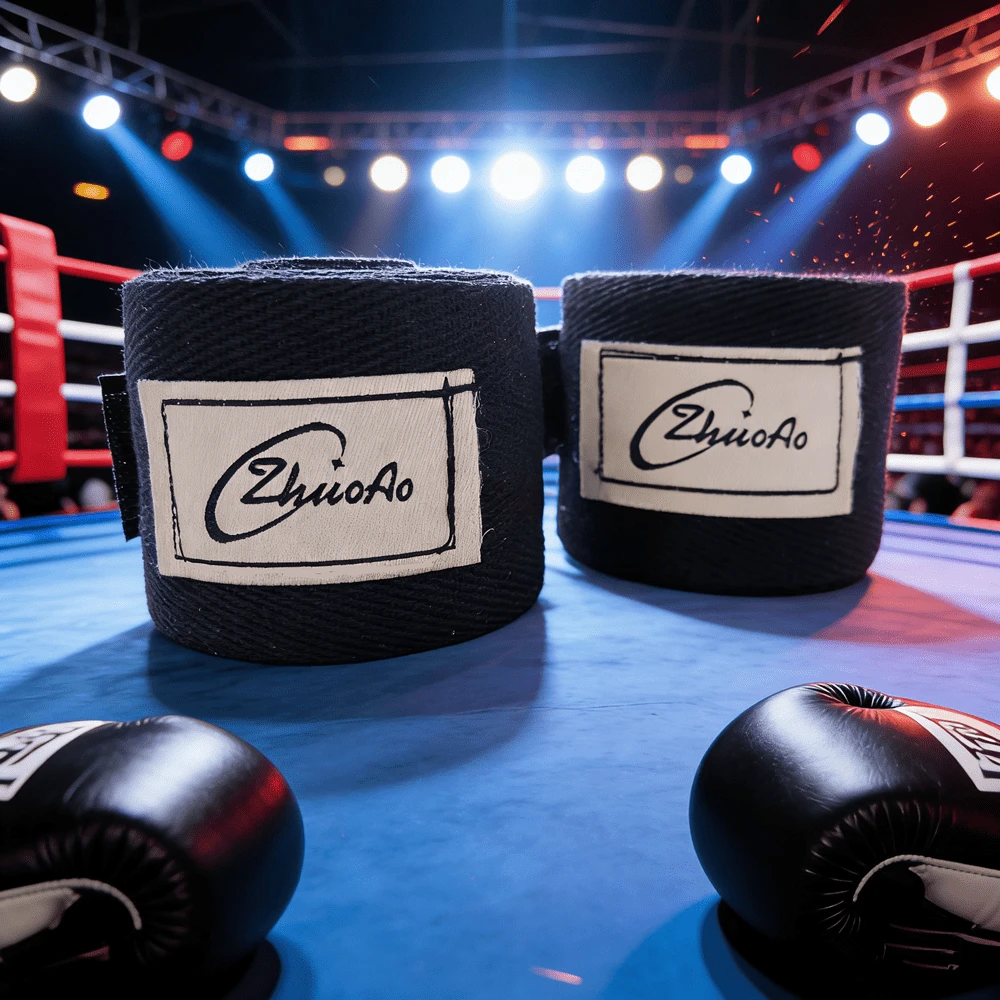 2pcs Sports Boxing Wraps, MMA Hand Wraps, Full Cotton Boxing Hand Wraps, Unisex Training Hand Wraps, Professional Fighting Hand Wraps - Black - View 1