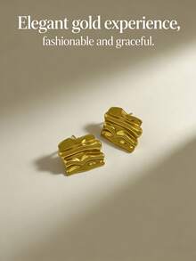 Exquisite Gold Earrings, Non-Allergenic, Nickel-Free, Geometric Pattern Stud Earrings, Thick Gold-Plated Yellow Earrings, Stylish Geometric Texture Lightweight Non-Allergenic Earrings, Retro Jewelry Party Gifts, Women's Earrings, Fashionable Thick And Unique Pendant Earrings, Women's Gold-Plated Yellow Earring Set, Exquisite Gold-Plated Yellow Pendant Earrings, Nickel-Free Earrings, Fashionable Jewelry, Women's Gifts, Party Gifts. - Multicolor - View 2