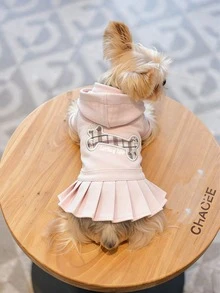 Breathable Hooded Sweatshirt Dress Pet Clothes, Cute Outfit For Small Dogs & Cats, Spring/Summer - Pink - View 10
