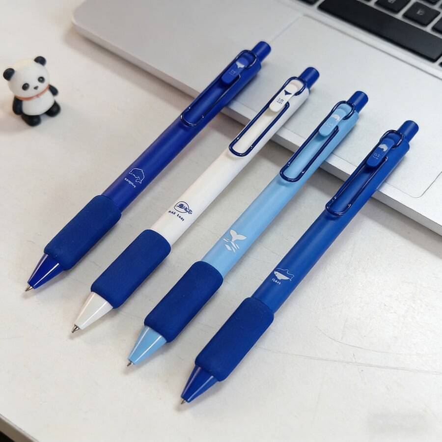 1 Box 4pcs Ocean Creature Gradient Retractable Ballpoint Pens, Sponge Soft Grip Anti-Slip Pens For Students & Office, 0.5mm Nib, Fashionable Signature Pens - Sets - View 1