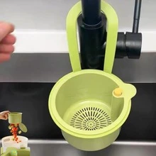 Hanging Food Waste Catcher For Sink, Sink Strainer Basket With Press Dumping, Self-Cleaning Design, Food Strainer For Sink, Faucet-Mounted Trash Catcher For Kitchen - View 3
