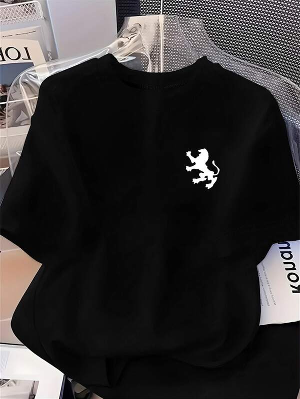 Fun And Creative Themed Printed Women's Round Neck Short-Sleeved T-Shirt, Suitable For Spring And Summer, Casual And Versatile, Comfortable Top, Soft Knitted Fabric.