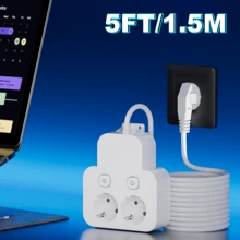 2-In-1 Multifunctional Adapter, 2 AC Power Outlets, Independent Multi-Switch 1 To 2 Power Strip, 2 Switch Controllers, Portable For Travel/Dorm/Home/Office, Black/White Wall Switch Socket - EU E Type Plug(220-240V) - View 14