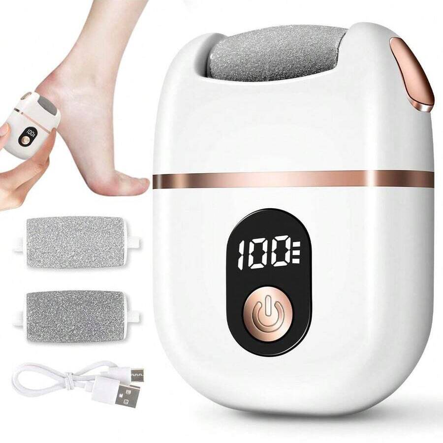 Rechargeable Electric Callus Remover, Foot File With 2 Replacement Rollers, Adjustable Speed, Waterproof Foot Grinder, Perfect For Removing Dead Skin, Calluses, Cracked Heels (With Display Screen)