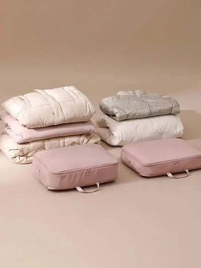 1 pièce Sac de rangement simple pour doudoune, organisateur de vêtements et couettes compressé de grande capacité pour les voyages, organisateur de placard de bagage portable, 40 x 30 cm