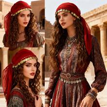 1pc Belly Dance Accessory Coin Headband, Dance Performance Headpiece, Hat (Random Color Shipped) - Multicolor - View 3