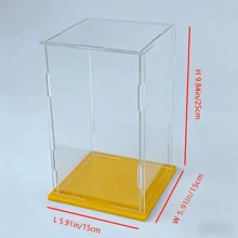 1pc Transparent Acrylic Display Case, Multiple Sizes Available, Plastic Assembly Dustproof Display Box, New Yellow Base, Suitable For Action Figures, Car Models, Building Blocks, Collectibles, Statues, Models - Yellow Base Display Box - View 18