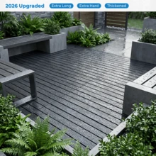 Striped Interlocking Plastic Floor Tiles - Tool-Free And Easy To Install; Waterproof And Weather-Resistant; Ideal For Outdoor Spaces. - Gray - View 6