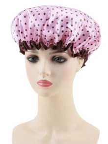 1pc Reusable Elastic Waterproof Double-Layer Shower Cap For Women - Multicolor - View 10