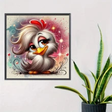 1件套全新卡通小鸡主题钻石画套装，5D圆形水晶钻石马赛克DIY工艺品，适合制作手工礼品，装饰客厅、卧室，可用于宰牲节、父亲节、母亲节、婚礼、五一劳动节、复活节、圣诞节、情人节等场合，无框。 - 查看 4