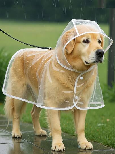 2/1 pieza Impermeable transparente para perros, ropa de lluvia para mascotas - Material EVA de Body completo con capucha (se recomienda comprar 1 talla talla grande grande que el tamaño real). Diseño exterior suave, adecuado para perros pequeños y medianos. Ideal para perros Pomerania/Bichón Frisé caminando bajo la lluvia. Impermeable para todo clima, esencial para la temporada de lluvias.