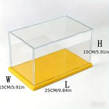 1pc Transparent Acrylic Display Case, Multiple Sizes Available, Plastic Assembly Dustproof Display Box, New Yellow Base, Suitable For Action Figures, Car Models, Building Blocks, Collectibles, Statues, Models - Yellow Base Display Box - View 16