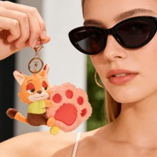 Miniso Disney Zootopia Love Hugging Series Pendant Judy And Nick Paw-shaped Popsicle Radish Plush Keychain Cute Rabbit And Fox Plush Backpack Charm Pendant Toy Gift - 彩色 - 查看 4