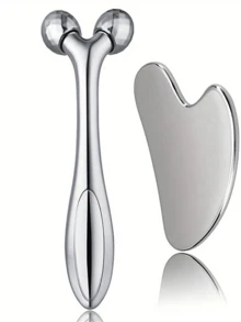 2pcs Natural Skincare Massage Tool Set, Including Facial Roller And Gua Sha Board. This Natural Facial Roller Is Suitable For Eye, Back, Neck, Head Massage, Gua Sha Massage, Leg Shaping Roller, Fascia Roller, Helps Relieve Swelling. A Perfect Gift For Friends And Mother's Day. - Multiple Styles - View 3