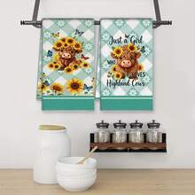 2/4/48pcs Kitchen Dishcloths, Soft & Durable With Cute Sunflower, Cow & Blue Butterfly Patterns, Highly Absorbent Multi-Purpose Kitchen Cleaning Towels - Multicolor - View 4