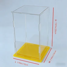 1pc Transparent Acrylic Display Case, Multiple Sizes Available, Plastic Assembly Dustproof Display Box, New Yellow Base, Suitable For Action Figures, Car Models, Building Blocks, Collectibles, Statues, Models - Yellow Base Display Box - View 22