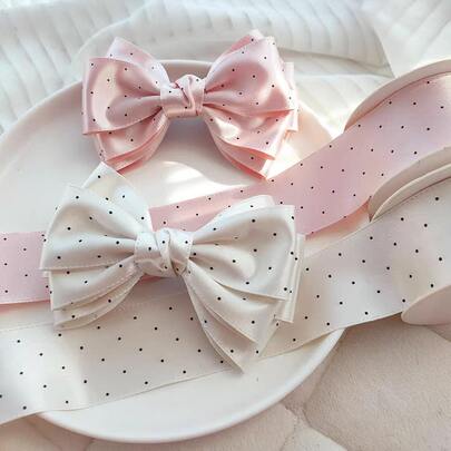 Shiny Polka Dot Ribbon, DIY Hair Accessories Bow Satin Ribbon, Flower Gift Packaging Decorative Fabric Tape