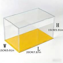 1pc Transparent Acrylic Display Case, Multiple Sizes Available, Plastic Assembly Dustproof Display Box, New Yellow Base, Suitable For Action Figures, Car Models, Building Blocks, Collectibles, Statues, Models - Yellow Base Display Box - View 31