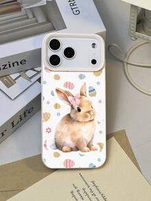 1pc Easter Limited Edition Cute Pink Bow Rabbit Floral Egg Pattern Waterproof Shockproof Anti-Slip Soft Phone Case, Suitable As Birthday/Holiday Gift For Friends, Family, Couples, Compatible With Apple, Phones - Multicolor - View 1