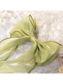 1 pieza Elegante Clip de Lazo de Primavera, Clip de Cabello de Alta Gama para Moño o Peinado Medio Recogido - Verde - Ver 4