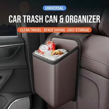 Car Trash Can & Seat Side Organizer Bag - Multi-Function Backseat Hanging Storage Pouch With Rear Seat Back Organizer Box, Available In Orange/Black/Brown - General Purpose - View 8