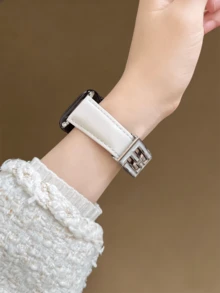 Material de Microfibra y Cuero Sintético | Cuero Negro Patentado de Moda con Decoración de Letras de Metal Dorado, Compatible con Correas de , Tamaño Ajustable | Diseño de Hebilla de Metal Dorado y Negro Brillante de Lujo, Compatible con Apple Watch Ultra/SE/Series 11/10/9/8/7/6/5/4/3/2/1 | Adecuado para Modelos de Reloj de 38mm, 40mm, 41mm, 42mm, 44mm, 45mm, 46mm - plata - Ver 4