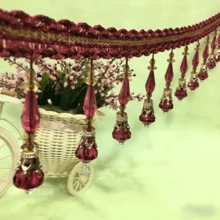 Hiasan Tirai Rumbai Renda Tenun Liontin Manik Kristal 100cm, Dekorasi Rumbai untuk Taplak Meja, Aksesori Tepi - A - View 17