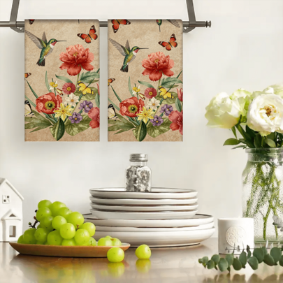 2/4/48pcs Soft, Durable And Absorbent Kitchen Dishcloths With Floral And Butterfly Patterns, Suitable For Kitchen And Holiday Decoration, Multipurpose, Highly Absorbent Kitchen Cleaning Towels