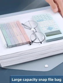 10 piezas Bolsas de documentos transparentes clásicas tamaño A4 al por mayor, carpetas de archivo estilo sobre impermeables, material de oficina y estudio, sobres de archivo minimalistas y prácticos, esenciales para compras a granel - bolsa de documentos - Ver 3