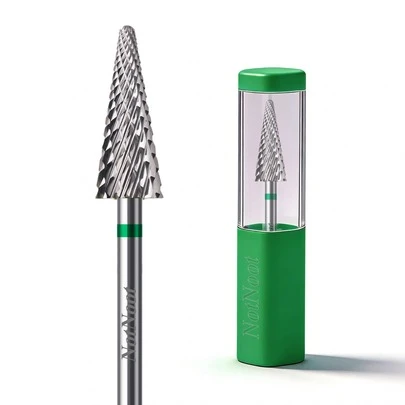  NotNoot 3/32" Conical Cross-Cut Nail Drill Bits, Stainless Steel Material, Suitable For Trimming Nails, Cleaning Cuticles, Removing Gel Polish, Bi-Directional Rotary Electric Nail Drill, Coarse Type (C)