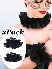 Yanxyad Bộ 1/3 áo cổ ren xếp ly và tay áo có thể tháo rời, trang phục chú hề, quà tặng trang sức cho nữ, nam và đám cưới, tiệc cosplay. - phong cách ren - Xem 8