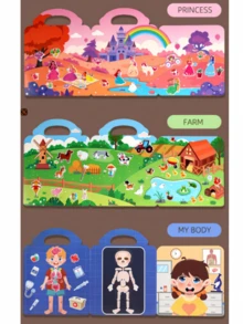 1本可重复使用的儿童DIY贴纸书，多场景主题泡泡贴纸，创意果冻贴纸，便携式安静忙碌贴纸书，儿童贴纸玩具礼物 - 彩色 - 查看 9