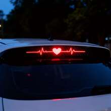 1pc High Mount Brake Light Sticker, Heartbeat Tail Light Sticker, Carbon Fiber Matte Texture, High Visibility Decal To Enhance Vehicle Safety - A - View 1