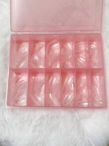 240片预成型哑光杏仁形亚克力美甲贴纸，全覆盖凝胶美甲贴片，方形透明凝胶按压式假指甲，适合美甲延长和居家DIY美甲 - 彩色 - 查看 8