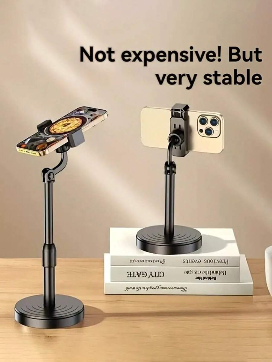 1pc Mobile Phone Live Broadcast Stand Can Be Raised And Lowered, Portable Desktop Camera, Lazy Person, TV Show, Multifunctional Phone Stand, Weighted Disc, Universal Free Lifting Stand