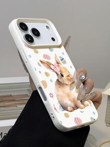 1pc Easter Limited Edition Cute Pink Bow Rabbit Floral Egg Pattern Waterproof Shockproof Anti-Slip Soft Phone Case, Suitable As Birthday/Holiday Gift For Friends, Family, Couples, Compatible With Apple, Phones - Multicolor - View 3