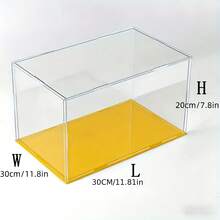 1pc Transparent Acrylic Display Case, Multiple Sizes Available, Plastic Assembly Dustproof Display Box, New Yellow Base, Suitable For Action Figures, Car Models, Building Blocks, Collectibles, Statues, Models - Yellow Base Display Box - View 25