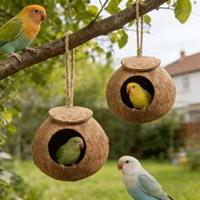 1pc Natural Coconut Shell Bird House, Breathable And Dry Pet Nest Made Of Material - View 12