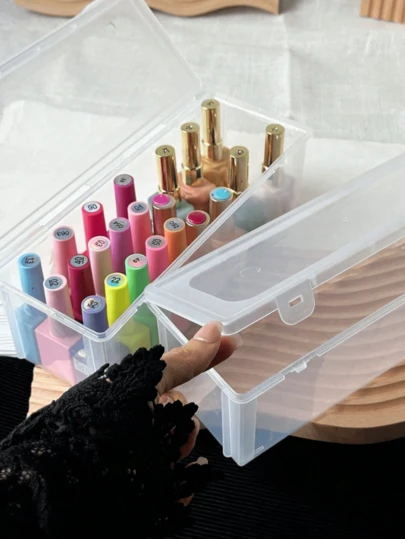 Transparent Nail Polish Storage Box With Lid, Nail Art Tool Display Case, Home Decor