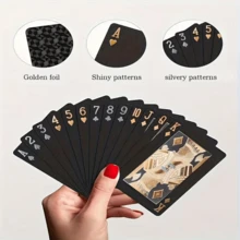 1pc Black & Gold Matte Finish Red Poker Card, High-End Collectible - Multicolor - View 4