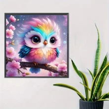 1件套全新可爱卡通鸟主题钻石画套装，5D圆形水晶钻石马赛克DIY工艺品，适合作为手工礼品，装饰客厅、卧室，可用于宰牲节、父亲节、母亲节、婚礼、五一劳动节、复活节、圣诞节、情人节等场合，无框。 - 查看 4