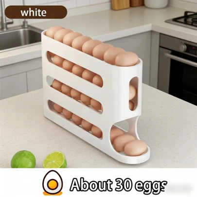 SOKANY Eierdoos met 4 lagen en grote capaciteit, eierhouder voor in de koelkastdeur, bewaardoos voor eieren, eierrek voor in de koelkast. Gemaakt van duurzaam PP-materiaal. Geschikt voor het bewaren en organiseren van eieren in de koelkast, ruimtebesparend, een essentieel hulpmiddel voor het bewaren van eieren in de keuken.