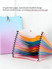 1 pièce Chemise de séparateur de matières pour étudiants, classeur organisateur de documents à 13 fentes de couleur dégradée, grand classeur accordéon format A4, sac de rangement de documents de bureau - Sac accordéon vertical à 13 compartiments - Voir 7