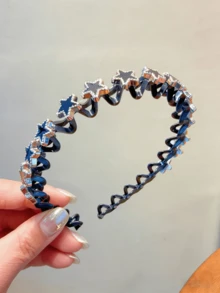 1pc Women's Black Star Shaped Hair Hoop Hairband - Black - View 2