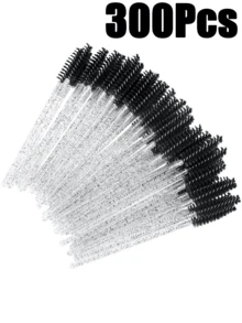 300/200/100支装一次性睫毛膏刷，水晶眉刷（适用于睫毛嫁接），黑色睫毛刷（带收纳盒），眉刷，眼影刷，螺旋刷，赠品 - 黑色 - 查看 7